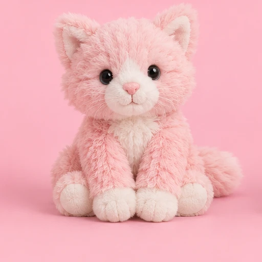 A pink plush kitten